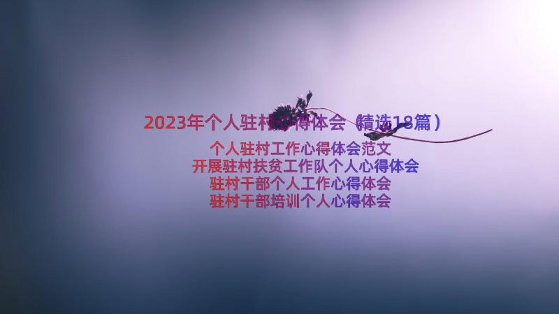 2023年个人驻村心得体会（精选18篇）