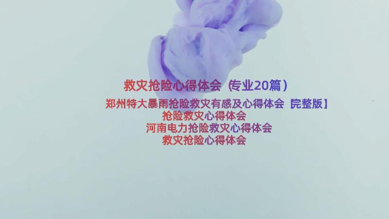 救灾抢险心得体会（专业20篇）