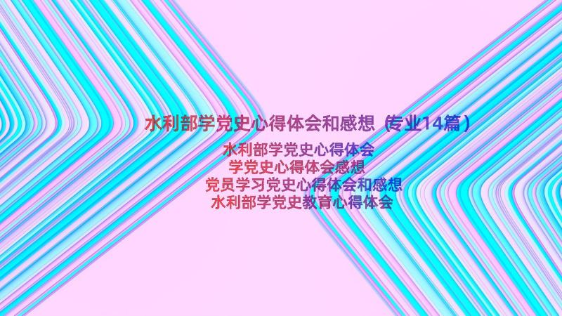 水利部学党史心得体会和感想（专业14篇）