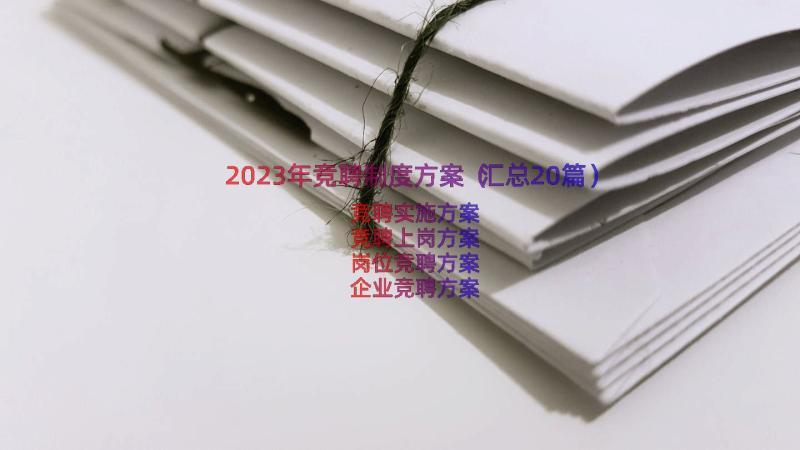 2023年竞聘制度方案（汇总20篇）