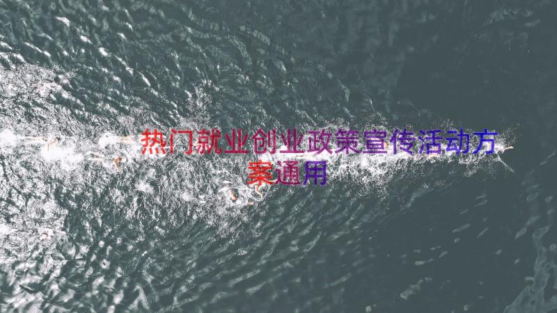 热门就业创业政策宣传活动方案（通用15篇）