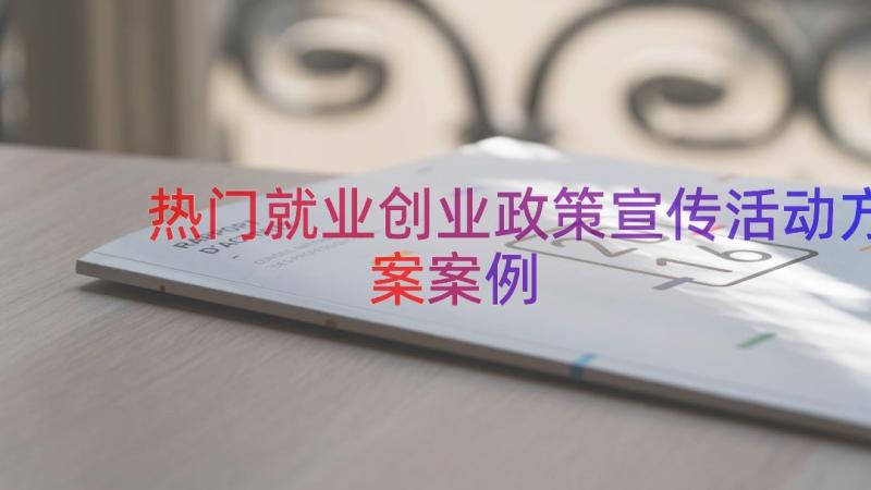 热门就业创业政策宣传活动方案（案例15篇）