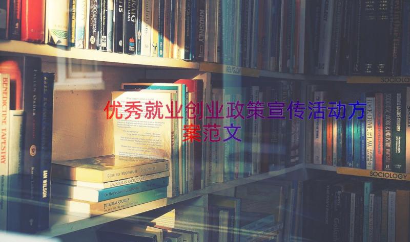 优秀就业创业政策宣传活动方案范文（13篇）