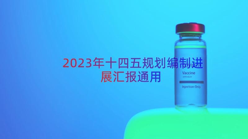 2023年十四五规划编制进展汇报（通用14篇）