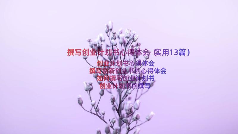 撰写创业计划书心得体会（实用13篇）