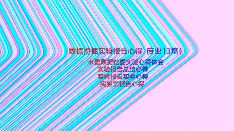 数据挖掘实验报告心得（专业13篇）