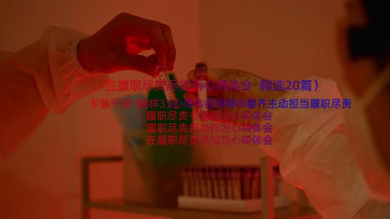 在履职尽责尽担当心得体会（精选20篇）