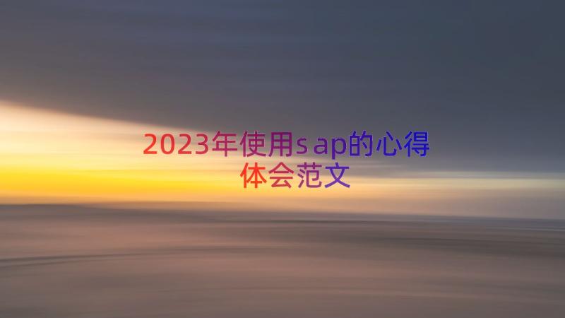 2023年使用sap的心得体会范文（15篇）