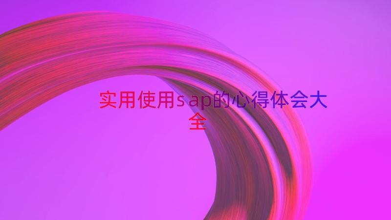 实用使用sap的心得体会大全（16篇）