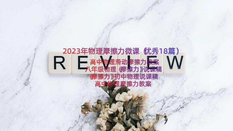 2023年物理摩擦力微课（优秀18篇）