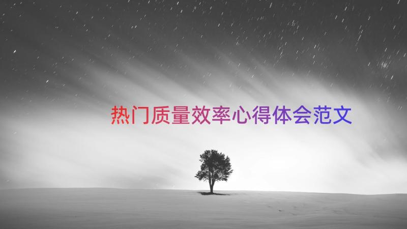 热门质量效率心得体会范文（13篇）