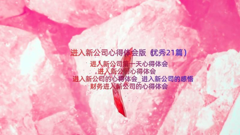 进入新公司心得体会版（优秀21篇）