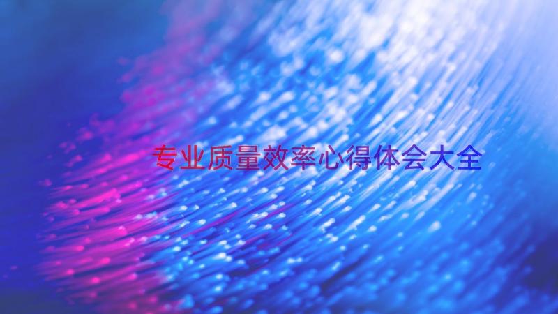 专业质量效率心得体会大全（12篇）