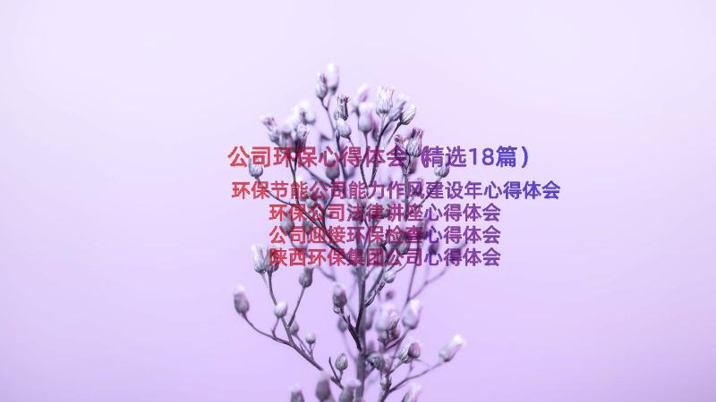 公司环保心得体会（精选18篇）