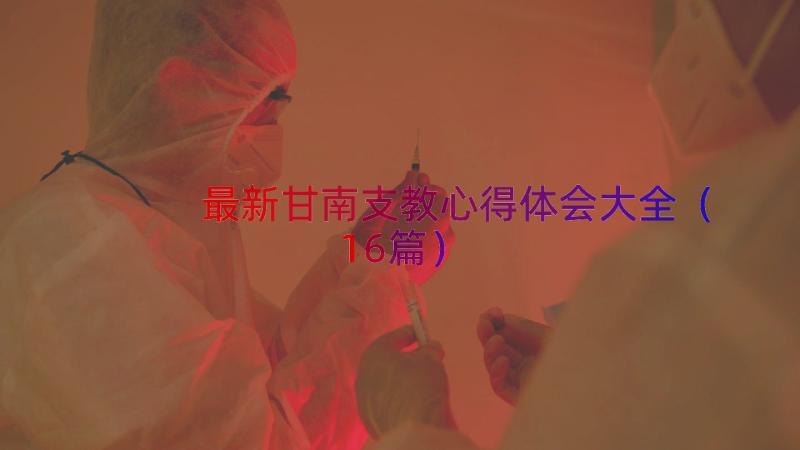 最新甘南支教心得体会大全（16篇）