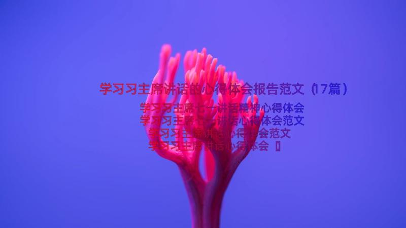 学习习主席讲话的心得体会报告范文（17篇）