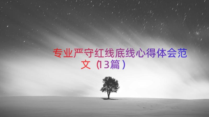 专业严守红线底线心得体会范文（13篇）