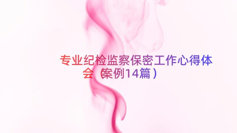 专业纪检监察保密工作心得体会（案例14篇）