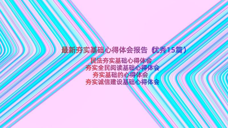 最新夯实基础心得体会报告（优秀15篇）