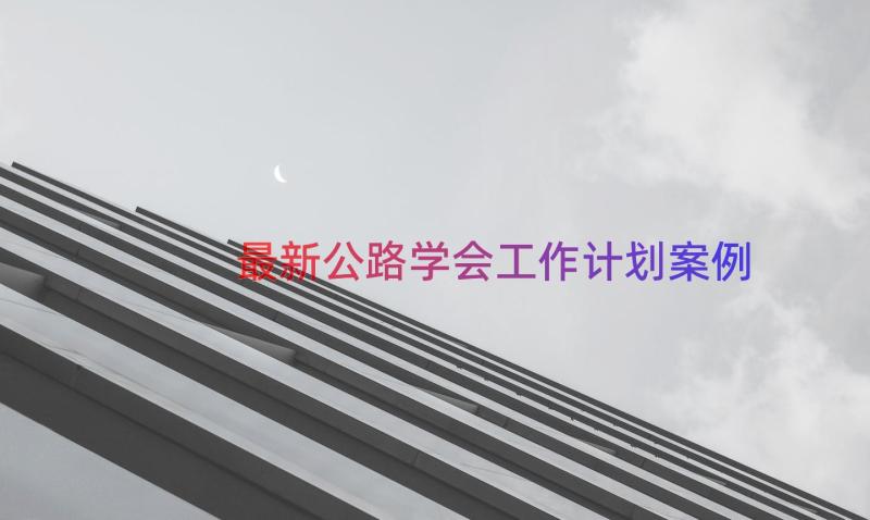 最新公路学会工作计划（案例18篇）