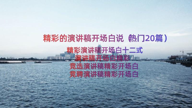 精彩的演讲稿开场白说（热门20篇）