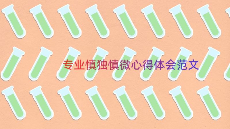 专业慎独慎微心得体会范文（17篇）