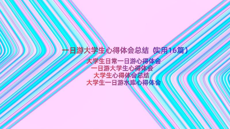 一日游大学生心得体会总结（实用16篇）