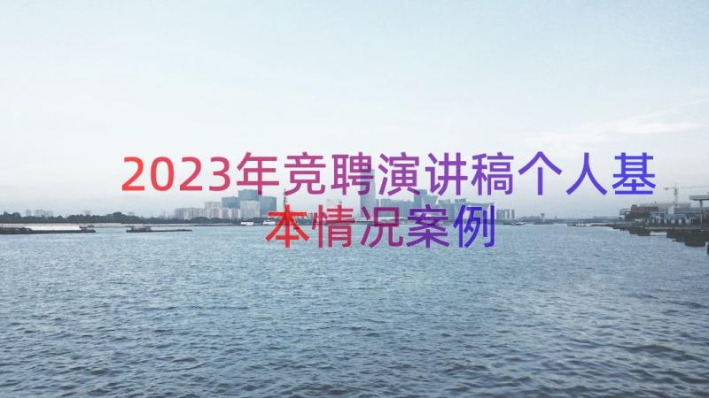 2023年竞聘演讲稿个人基本情况（案例16篇）