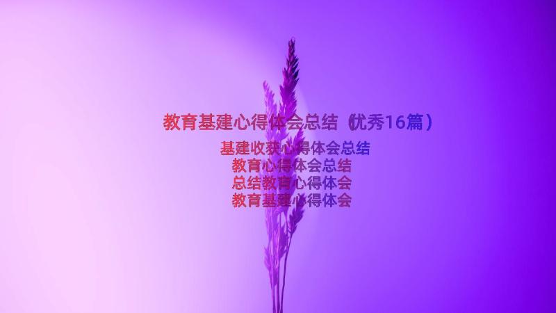 教育基建心得体会总结（优秀16篇）