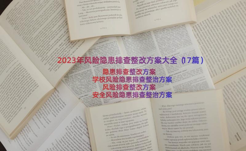 2023年风险隐患排查整改方案大全（17篇）