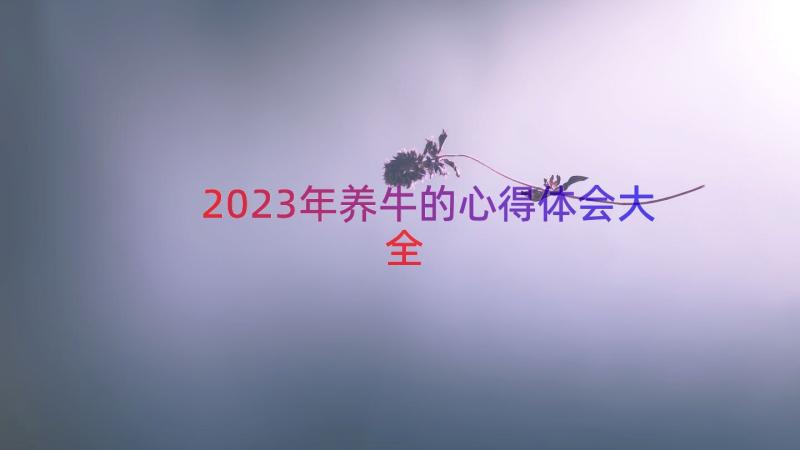 2023年养牛的心得体会大全（13篇）