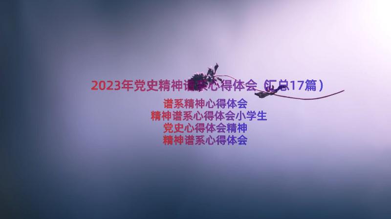 2023年党史精神谱系心得体会（汇总17篇）