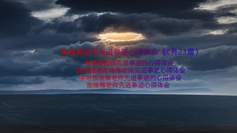 张桂梅老师先进事迹心得体会（优秀23篇）