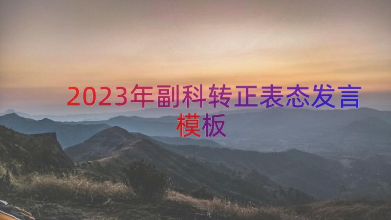 2023年副科转正表态发言（模板14篇）