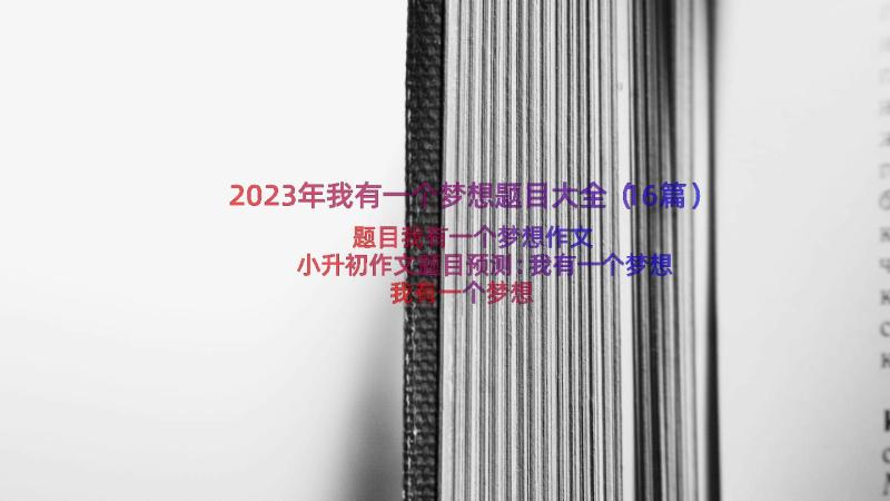 2023年我有一个梦想题目大全（16篇）