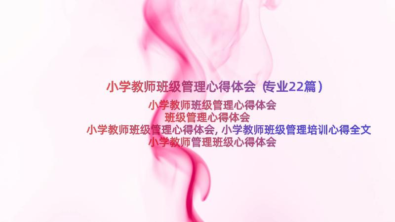 小学教师班级管理心得体会（专业22篇）