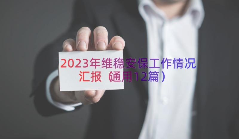 2023年维稳安保工作情况汇报（通用12篇）