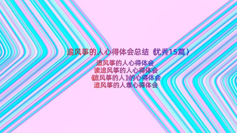 追风筝的人心得体会总结（优秀15篇）