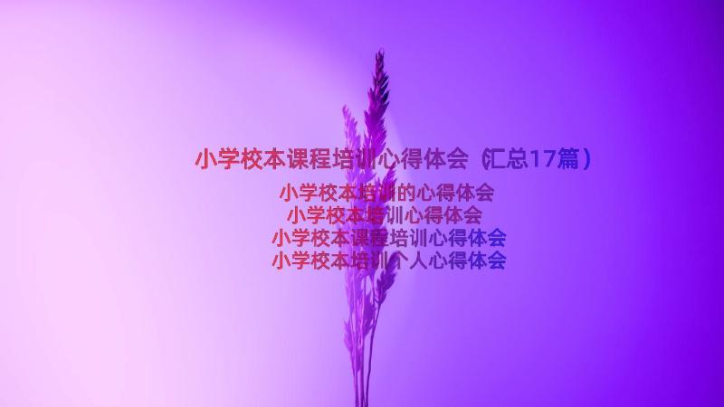 小学校本课程培训心得体会（汇总17篇）