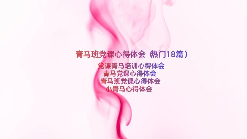 青马班党课心得体会（热门18篇）