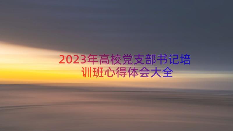 2023年高校党支部书记培训班心得体会大全（14篇）