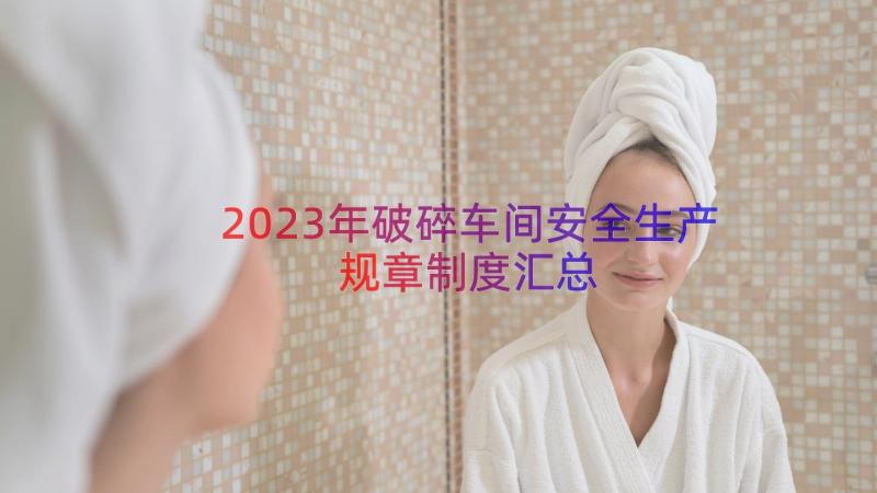 2023年破碎车间安全生产规章制度（汇总19篇）