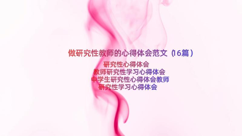 做研究性教师的心得体会范文（16篇）