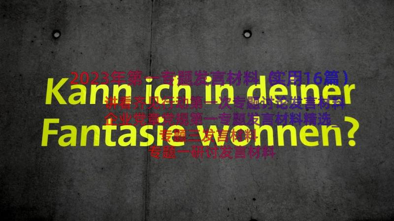 2023年第一专题发言材料（实用16篇）