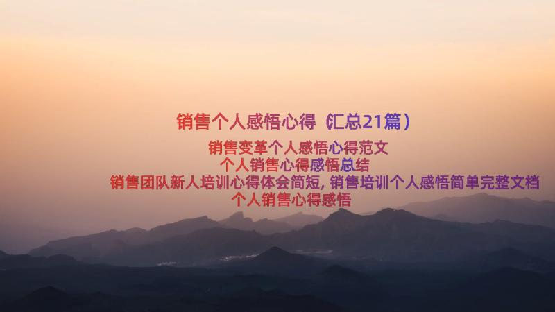 销售个人感悟心得（汇总21篇）