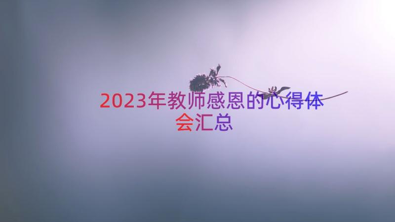 2023年教师感恩的心得体会（汇总13篇）