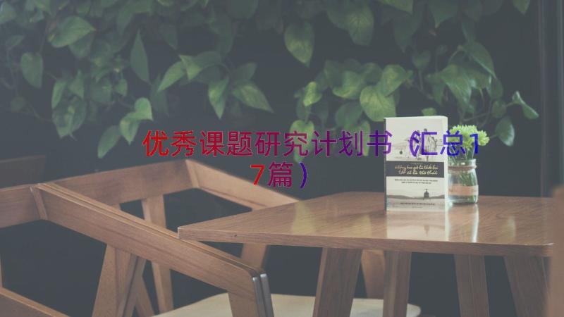 优秀课题研究计划书（汇总17篇）