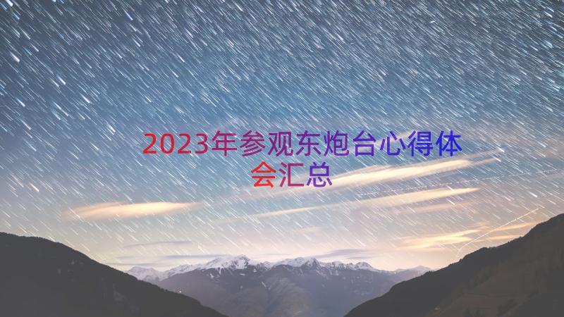 2023年参观东炮台心得体会（汇总14篇）