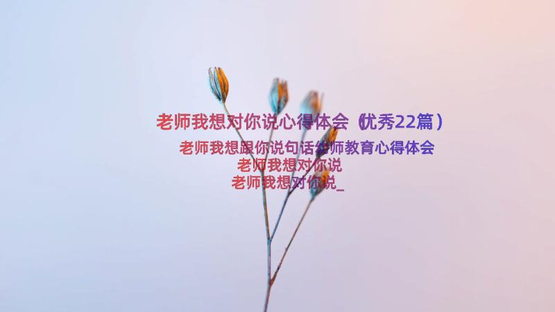 老师我想对你说心得体会（优秀22篇）