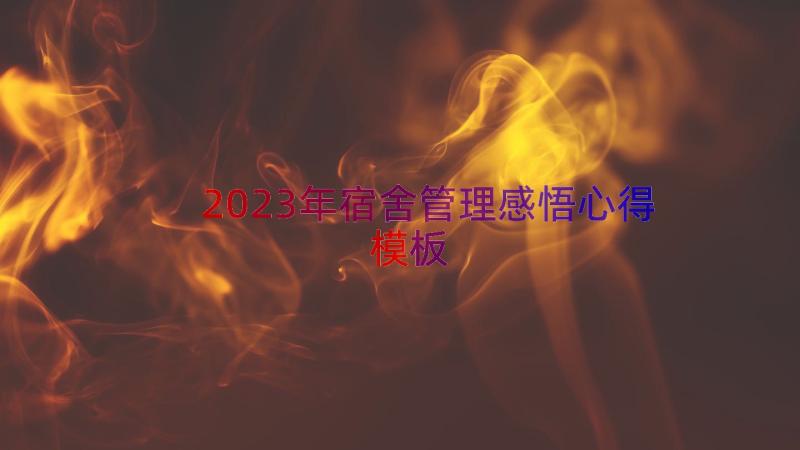 2023年宿舍管理感悟心得（模板16篇）